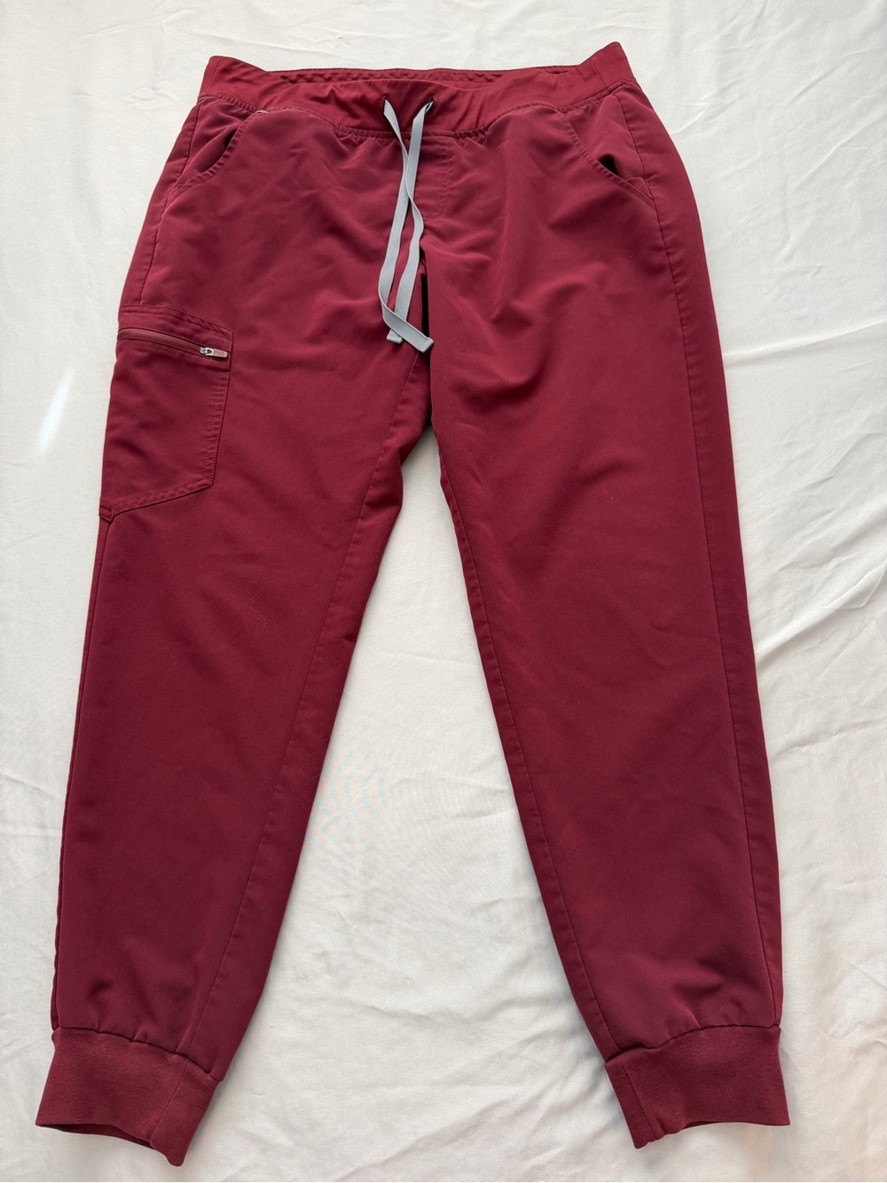 Figs Women's Burgundy Zamora Joggers with Gray Drawstring